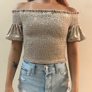 Lulus velvet off the shoulder crop top